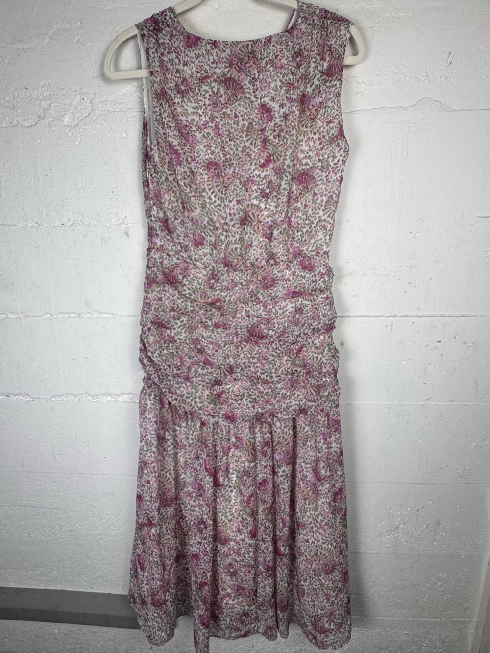 ANN TAYLOR ORCHID GLOW FLORAL RUCHED FLARE MIDI DRESS SZ 6 P - Picture 15 of 16